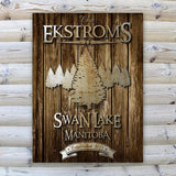 Personalized Rustic Wood Cabin Canvas Sign