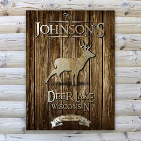Personalized Rustic Wood Cabin Canvas Sign