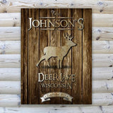 Personalized Rustic Wood Cabin Canvas Sign