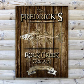 Personalized Rustic Wood Cabin Canvas Sign