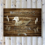 Personalized Rustic Wood Cabin Canvas Sign