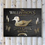 Personalized Midnight Wood Gain Welcome to the Lake Canvas Sign