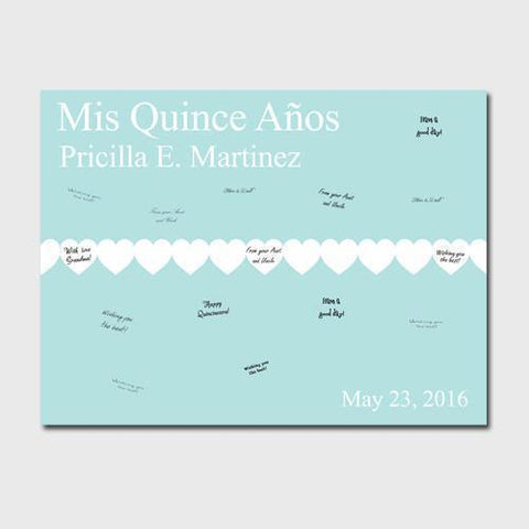 Personalized Quiceanera Guestbook Canvas -Paperhearts