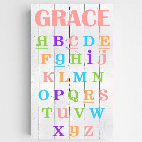 Personalized Colorful ABC Kids Canvas Sign