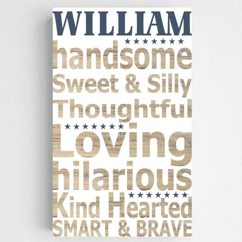 Personalized Boy Definition Canvas Sign