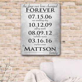 The Days Our Lives Changed Forever Personalized Canvas Print