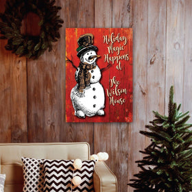 Personalized Vintage Snowman Canvas