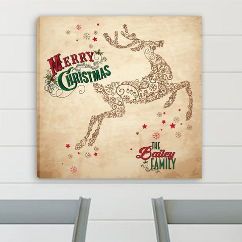 Personalized Vintage Reindeer Canvas