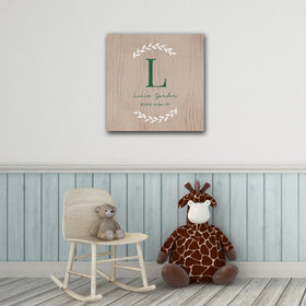 Personalized Baby's Monogram Vine 18" x 18" Canvas