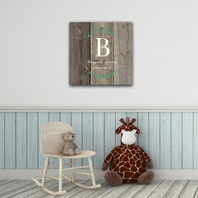 Personalized Baby's Monogram Vine 18" x 18" Canvas