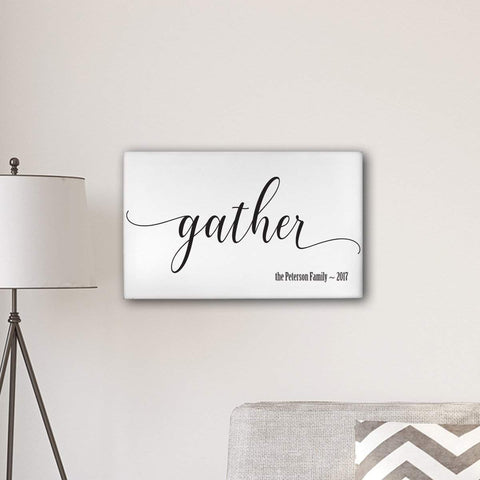 Personalized Gather Modern Farmhouse 14" x 24" Canvas Sign