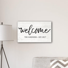 Personalized Welcome Modern Farmhouse 14" x 24" Canvas Sign