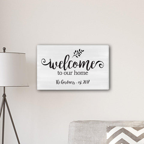 Personalized Welcome To our Home Modern Farmhouse 14" x 24" Canvas