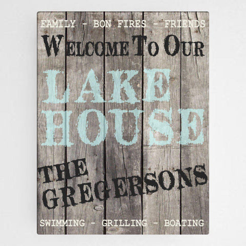 Personalized Signs - Wood Lake House Canvas Sign