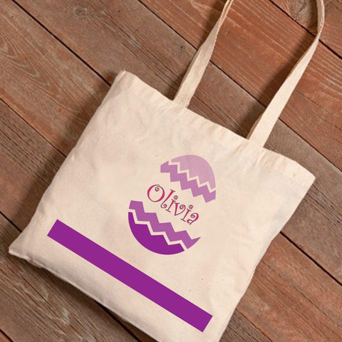 Personalized Easter Canvas Bag - Chevron Egg