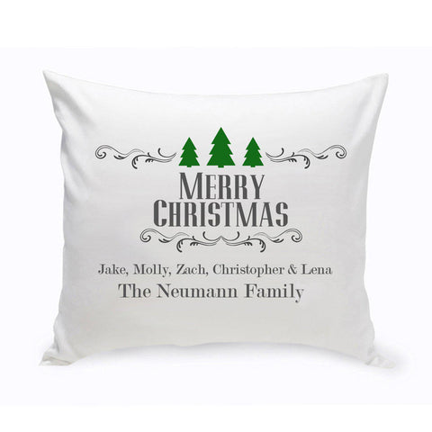 Personalized Christmas Trees Family Throw Pillow