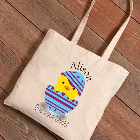 Personalized Easter Canvas Bag - Cute Chick