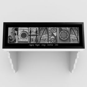 Personalized Family Name Signs - Architectural Alphabet - Black and White - Urban