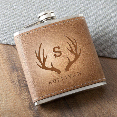 Personalized 6 oz. Leather Hide Flask