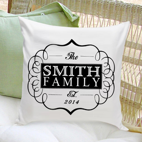 Personalized Family Throw Pillow - Classic Black