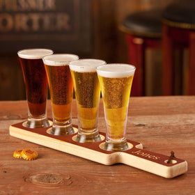 Personalized Wood Beer Tasting Set w/Mini Pilsners