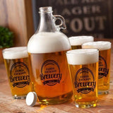 Personalized Growler - 4 Pint Glasses - Growler Set - 64 oz.