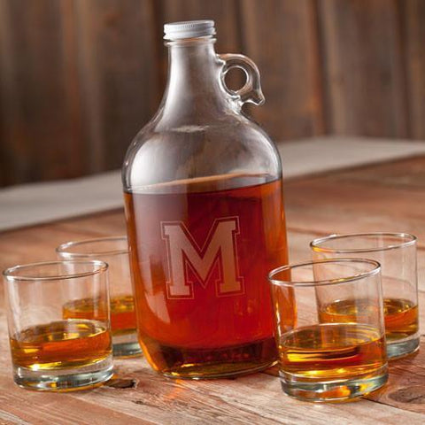 Monogramed Whiskey Growler Set