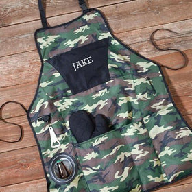 Personalized Deluxe Camouflage Apron Grilling Set