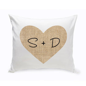 Personalized Couples Throw Pillows - Burlap Heart