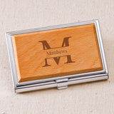 Monogrammed Wood Business Card Case