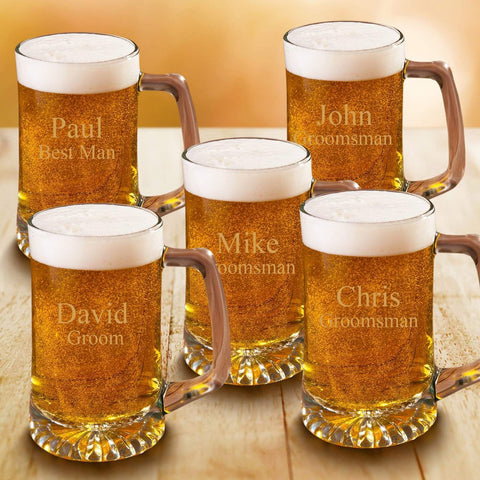 Personalized Beer Glasses - Great Wedding Party Gift