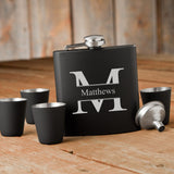 Personalized Flasks - 4 Shot Glasses - Gift Box Set - 6 oz.