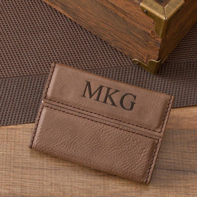 Personalized Mocha Microfiber Business Card Case