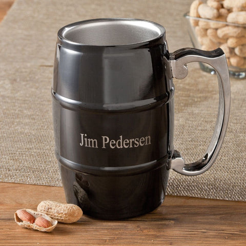 Personalized Tankard - Stainless Steel - Black Enamel - 16 oz.