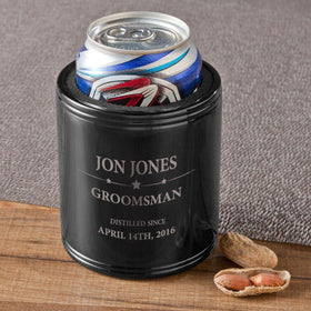 Personalized Groomsmen Black Metal Cooler - All