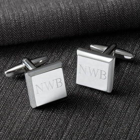 Personalized Cufflinks - Silver - Modern - Square - Groomsmen Gifts
