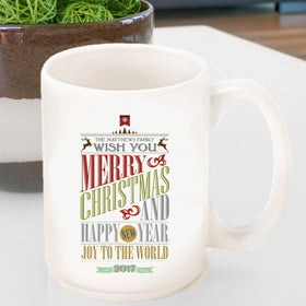 Personalized Vintage Holiday Coffee Mug - Christmas Words