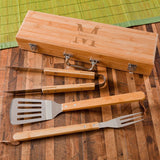 Personalized Grill Set - BBQ Set - Bamboo Case - Groomsmen Gifts