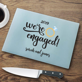 Weâ€™re Engaged Personalized Glass Cutting Board