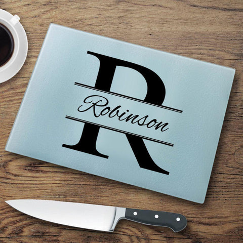 Personalized Glass Cutting Board - Stamped Monogram