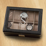 Personalized Watch Box - Leather - Black - Monogrammed