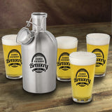 Stainless Steel Beer Growler with Pint Glass Set