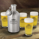 Stainless Steel Beer Growler with Pint Glass Set