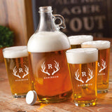 Personalized Growler - 4 Pint Glasses - Growler Set - 64 oz.