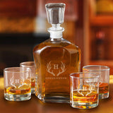 Personalized Decanter set with 4 Low Ball Glasses