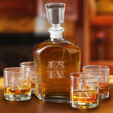 Personalized Decanter set with 4 Low Ball Glasses