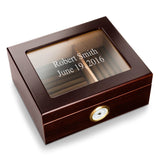 Personalized Humidor - Glass Top - Mahogany