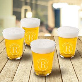 Monogrammed Beer Cup Glasses - Set of 4