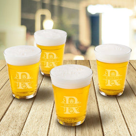 Monogrammed Beer Cup Glasses - Set of 4