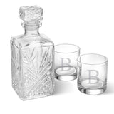 Personalized Square Whiskey Decanter Set with Stopper and 2 Low Ball Glass Set